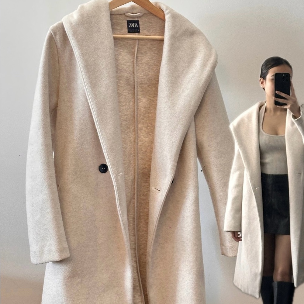 Zara Off-White Wool Blend Coat - Picture 1 of 4